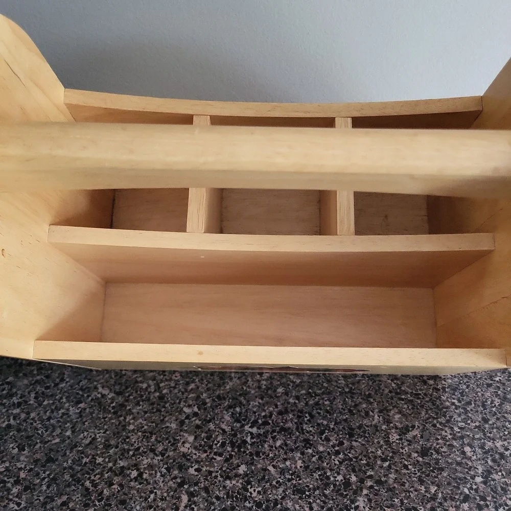 Vintage Cottagecore Wooden Utensil Caddy Fruit Motif Kitchen Organizer Thailand
